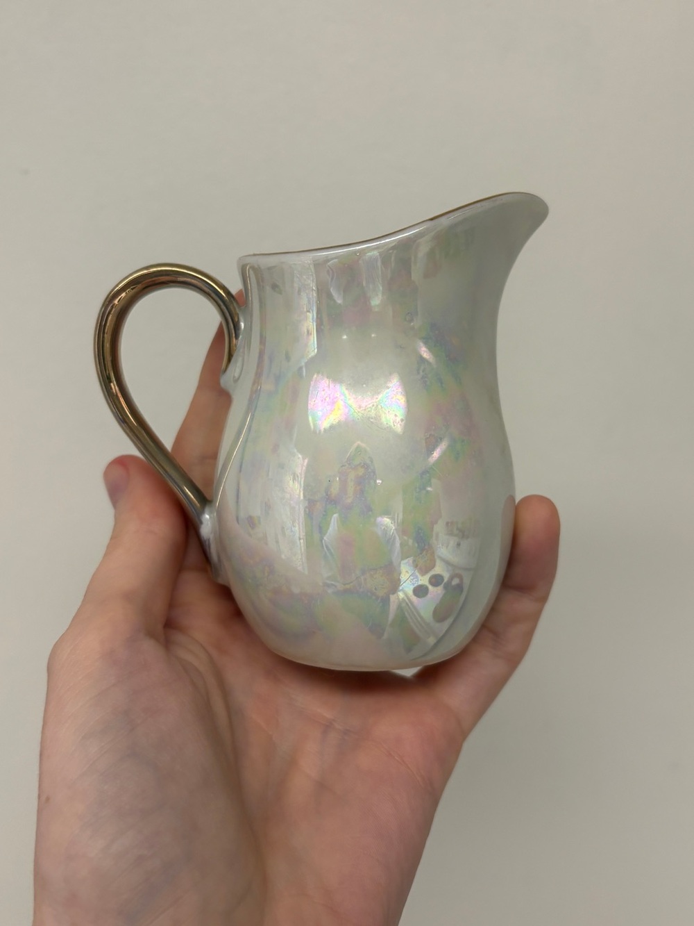 GC Japan Iridescent Creamer with Gold Handle